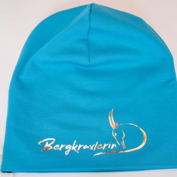 "Bergkraxler" Haube Türkisblau/Kupfer