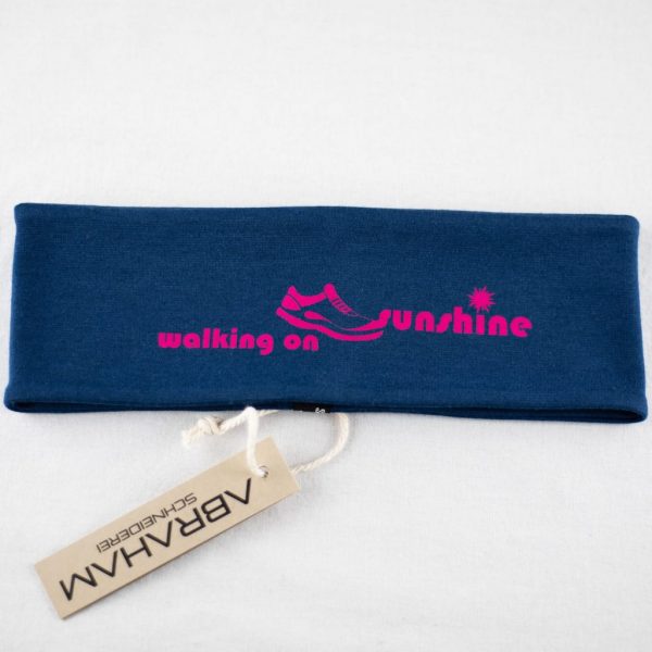 Stirnband dunkelblau/pink - "walking on sunshine"