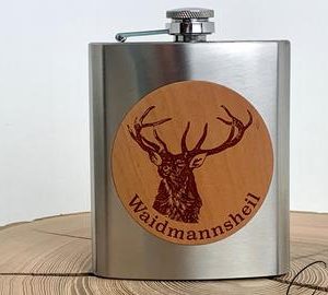 "Hirsch" Flachmann  Edelstahl/Birnenholz